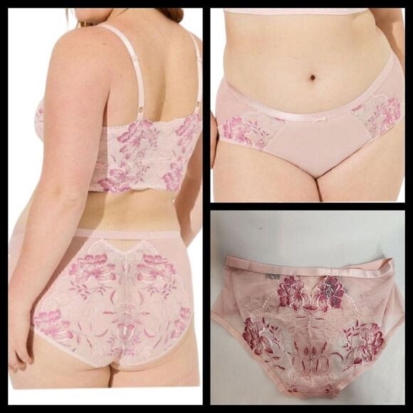 torrid Other - 00X 10W Medium Torrid Pink Floral Lace Hipster Panty Mid Rise Lingerie Boudior